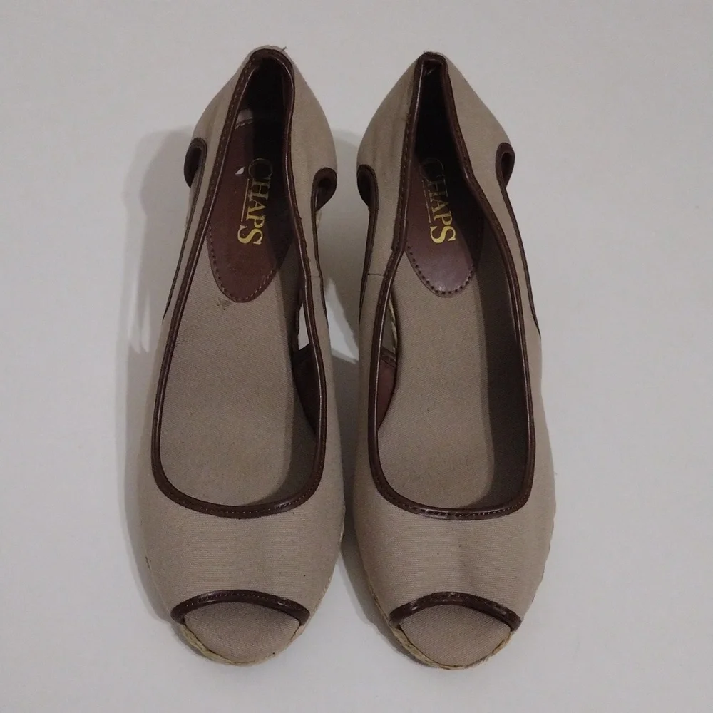 Chaps Daye Platform Espadrille Open Toe Wedge Sandals 7.5 Chic Summer